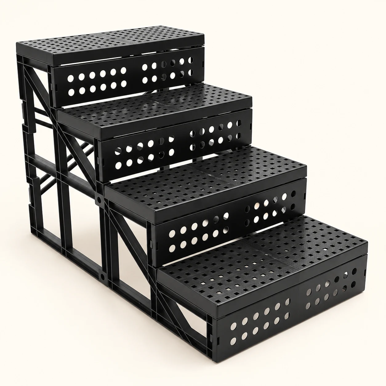 Black Folding Four-Step Stairs