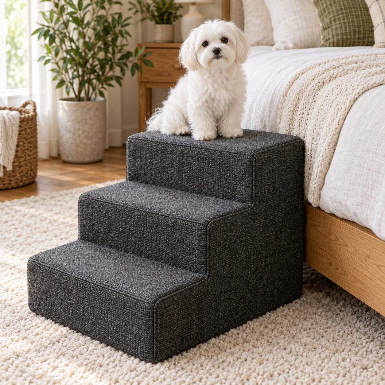 The Modern Step: Charcoal textured fabric
