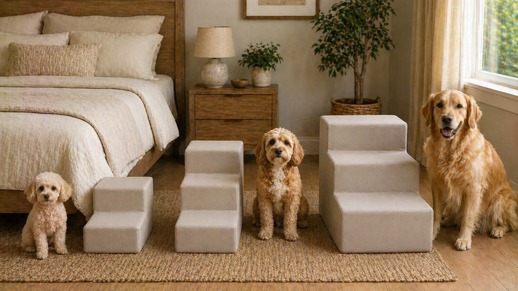 Guide visual showing dog size as a buying factor for dog stairs